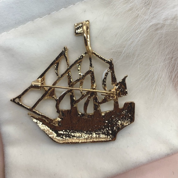 Ship Boat Enamel Brooch - Picture 2 of 3